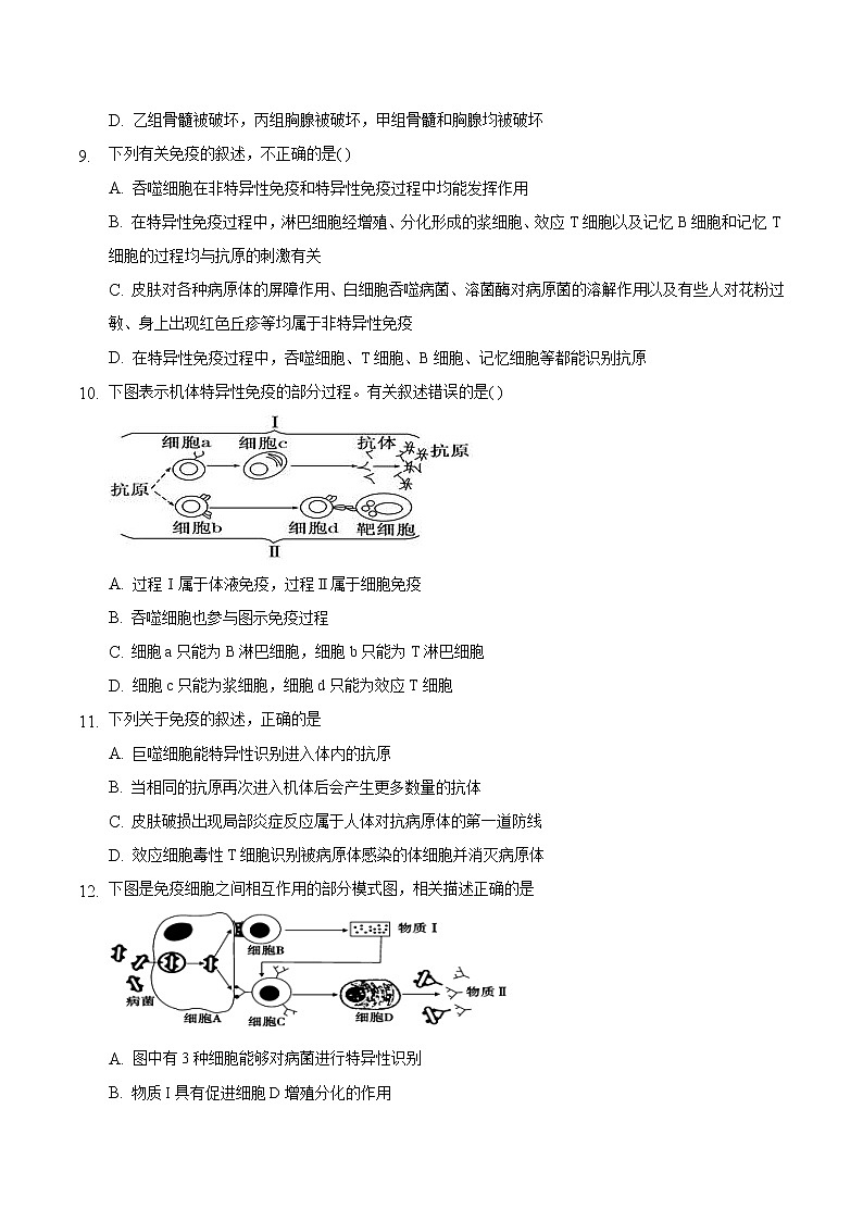 4.2 特异性免疫（一）-2022-2023学年高二生物课后培优练（人教版选择性必修1）03