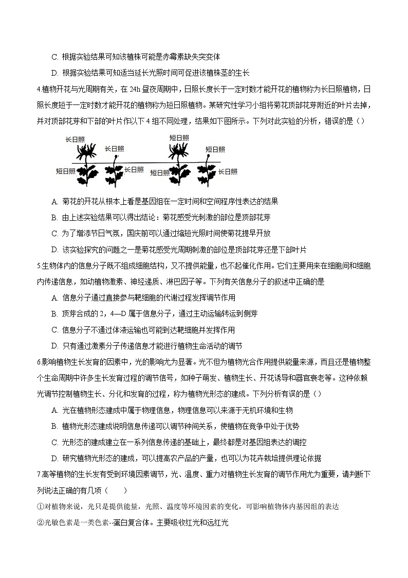 5.4 环境因素参与调节植物的生命活动-2022-2023学年高二生物课后培优练（人教版选择性必修1）02