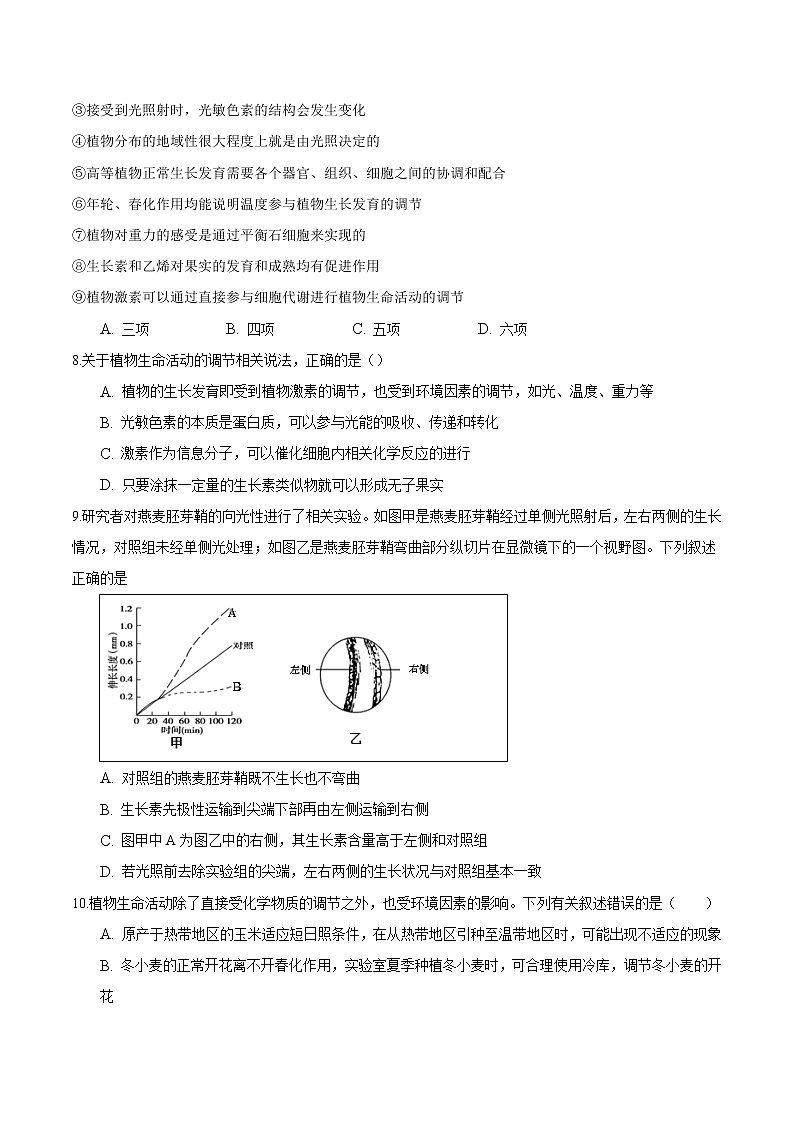5.4 环境因素参与调节植物的生命活动-2022-2023学年高二生物课后培优练（人教版选择性必修1）03