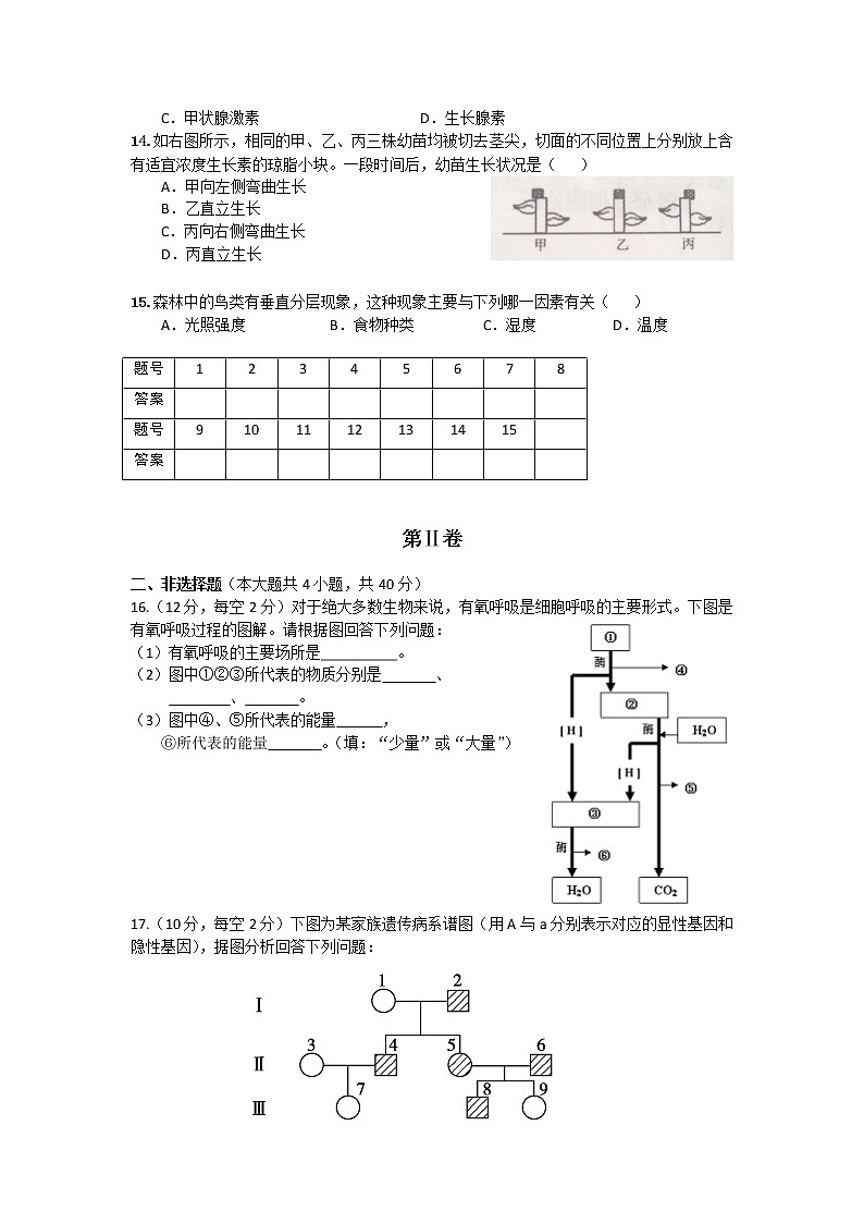 2021-2022学年辽宁省沈阳市第一七O中学高二上学期11月教学质量检测生物试题含答案02
