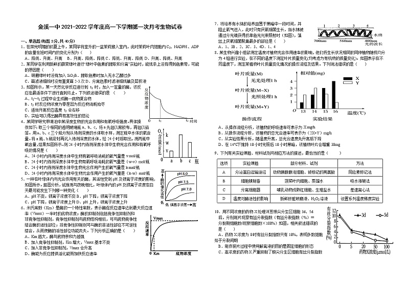 江西省金溪县第一中学2021-2022学年高一下学期第一次月考生物试卷 （Word版含答案）第1页