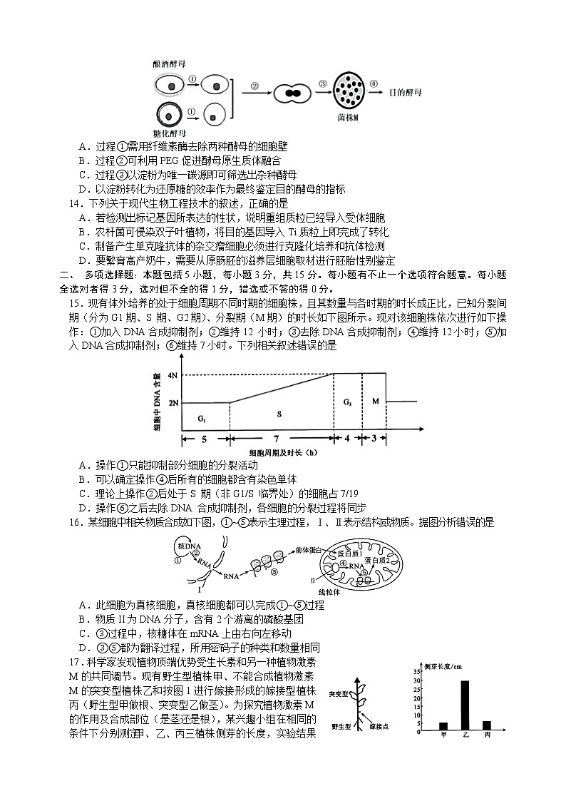 2023南京高三上学期9月学情调研试题生物含答案第3页