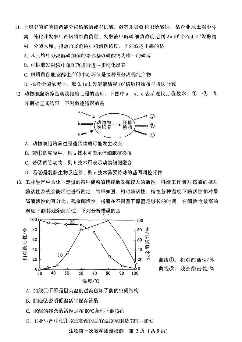 2023漳州高三上学期9月第一次教学质量检测生物试卷PDF版含答案03