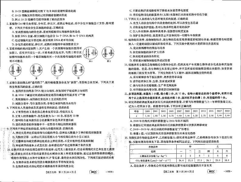 2023河北省百万联考高三上学期9月联考试题生物PDF版含解析02