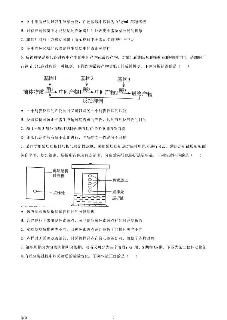 2023届河南省TOP二十名校高三9月摸底考试生物试题 PDF版第2页