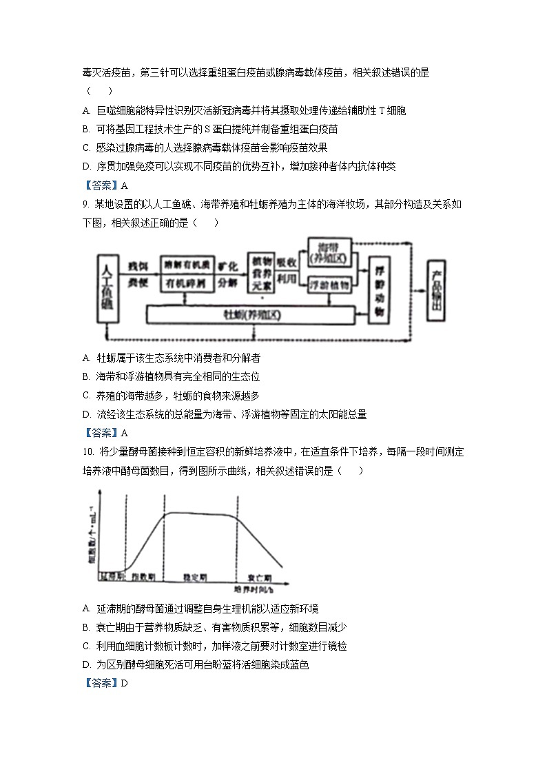 江苏省南通市海安市2022-2023学年高三上学期期初学业质量监测生物试题含答案第3页