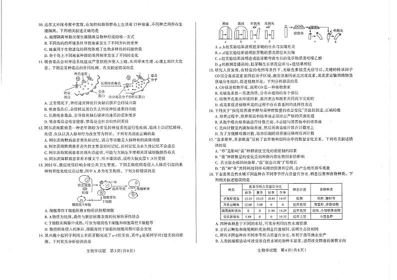 2023运城高三上学期入学新生教学质量监测考试生物PDF版含解析02