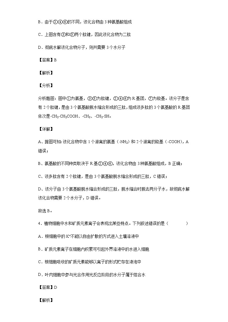 重庆市八中2020-2021学年高一下学期3月第4次周考生物试题含答案第3页