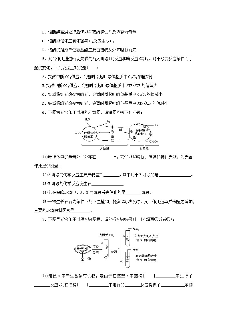 2023版高考生物第一部分专题练专练25光合作用的过程第2页