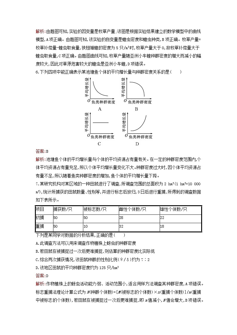 广西专版新教材高中生物浙科版选择性必修2第1章种群过关检测A卷第3页