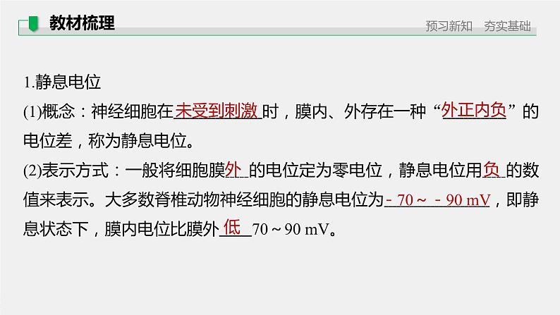 选择性必修1 神经冲动的产生与传导（32张） 课件-高中生物新北师大版选择性必修105