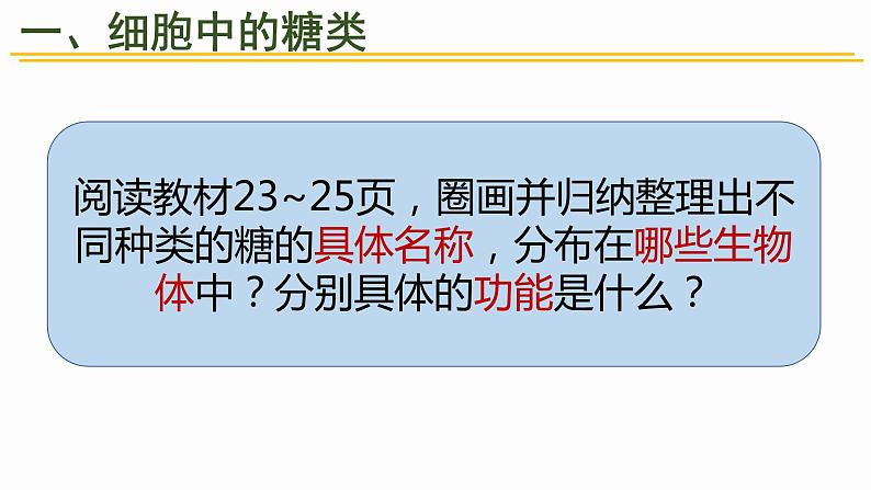 2.3 细胞中的糖类和脂质 课件 高中生物新人教版必修105