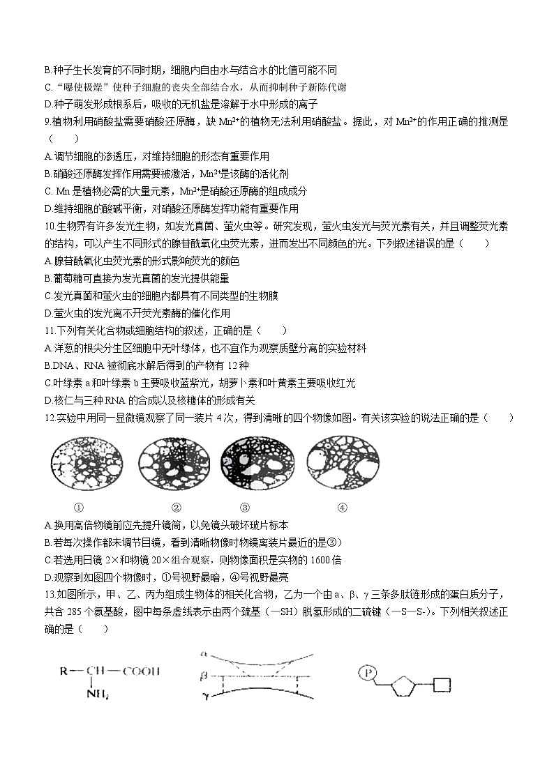 黑龙江省哈尔滨三中2022-2023学年上学期高三第一次验收 生物试卷及答案02