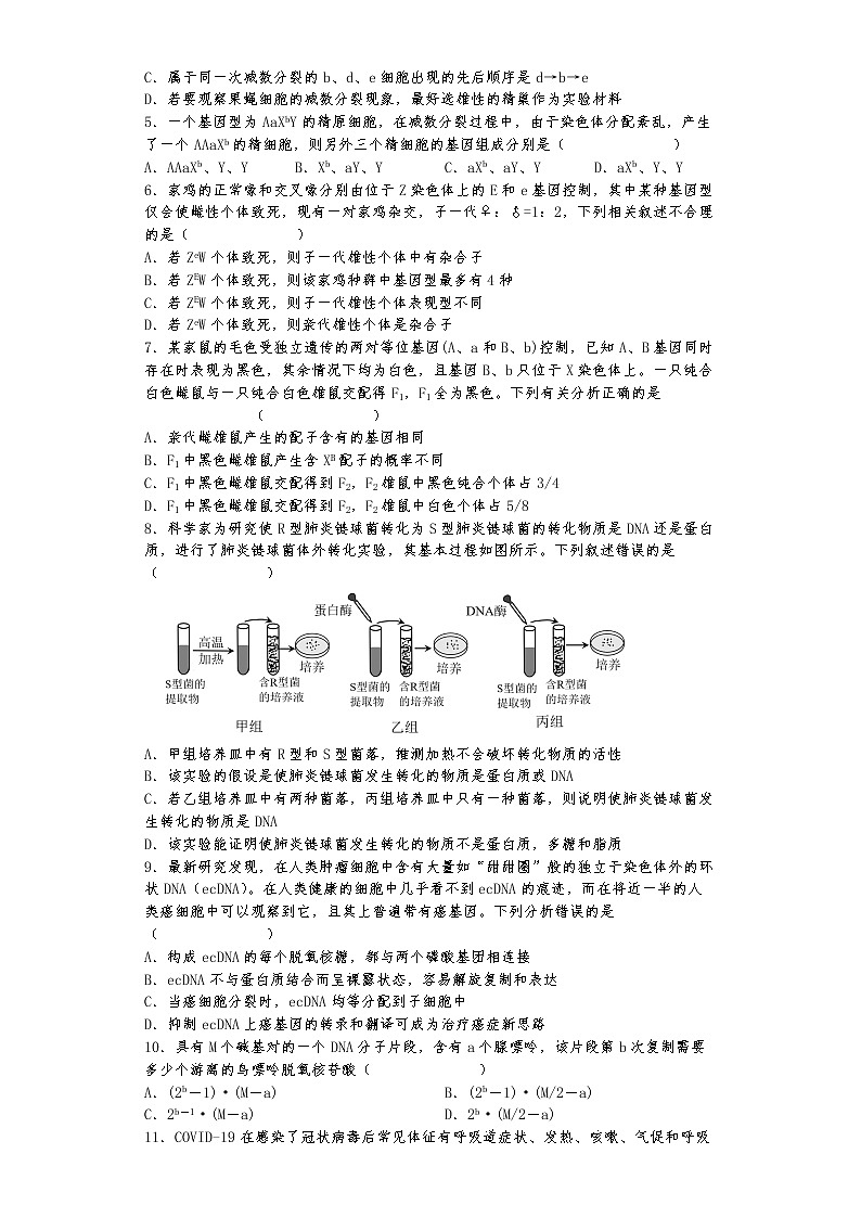 湖南省邵阳市第二中学2022-2023学年高二上学期入学考试生物试题（含答案）02