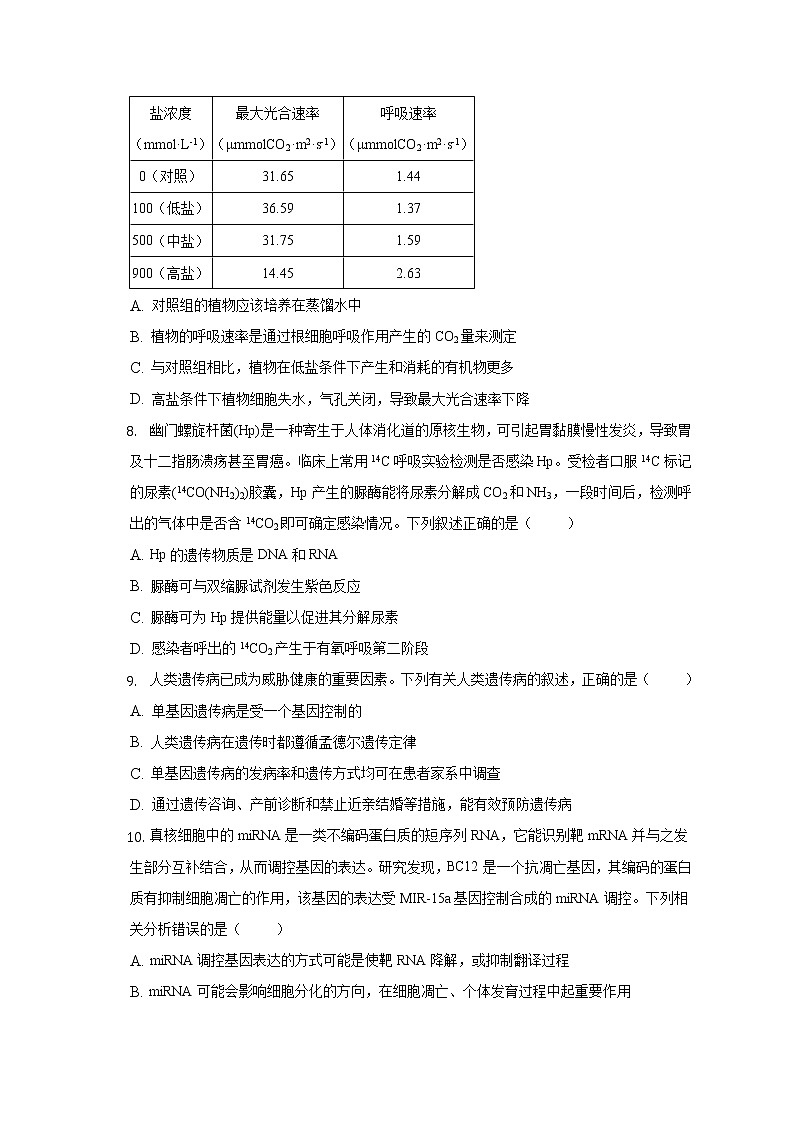 安徽省定远县民族中学2022-2023学年高三上学期开学检测生物试题（含答案）03