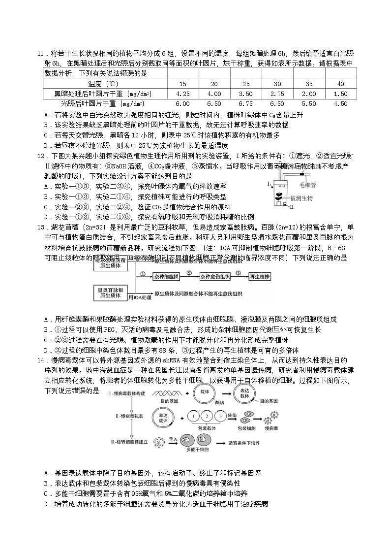 2023重庆市一中高三上学期9月月考生物试题含答案第3页
