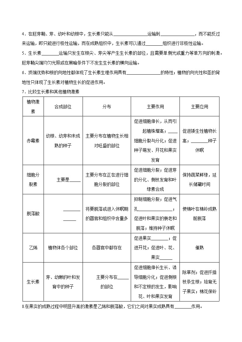 第5章 植物生命活动的调节- 备战2023年高考生物一轮复习知识清单（新教材）（答案版）第3页
