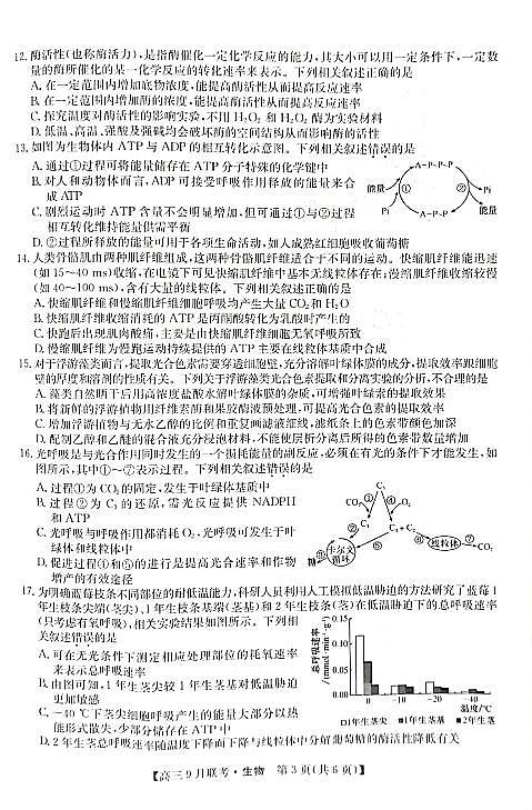 2022安康高三上学期9月联考生物试题扫描版含解析03