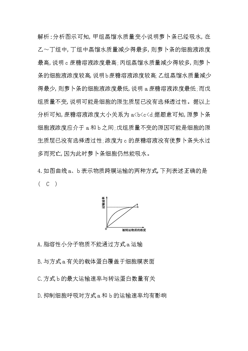 人教版高中生物必修1分子与细胞第4章细胞的物质输入和输出章末综合检测含答案03