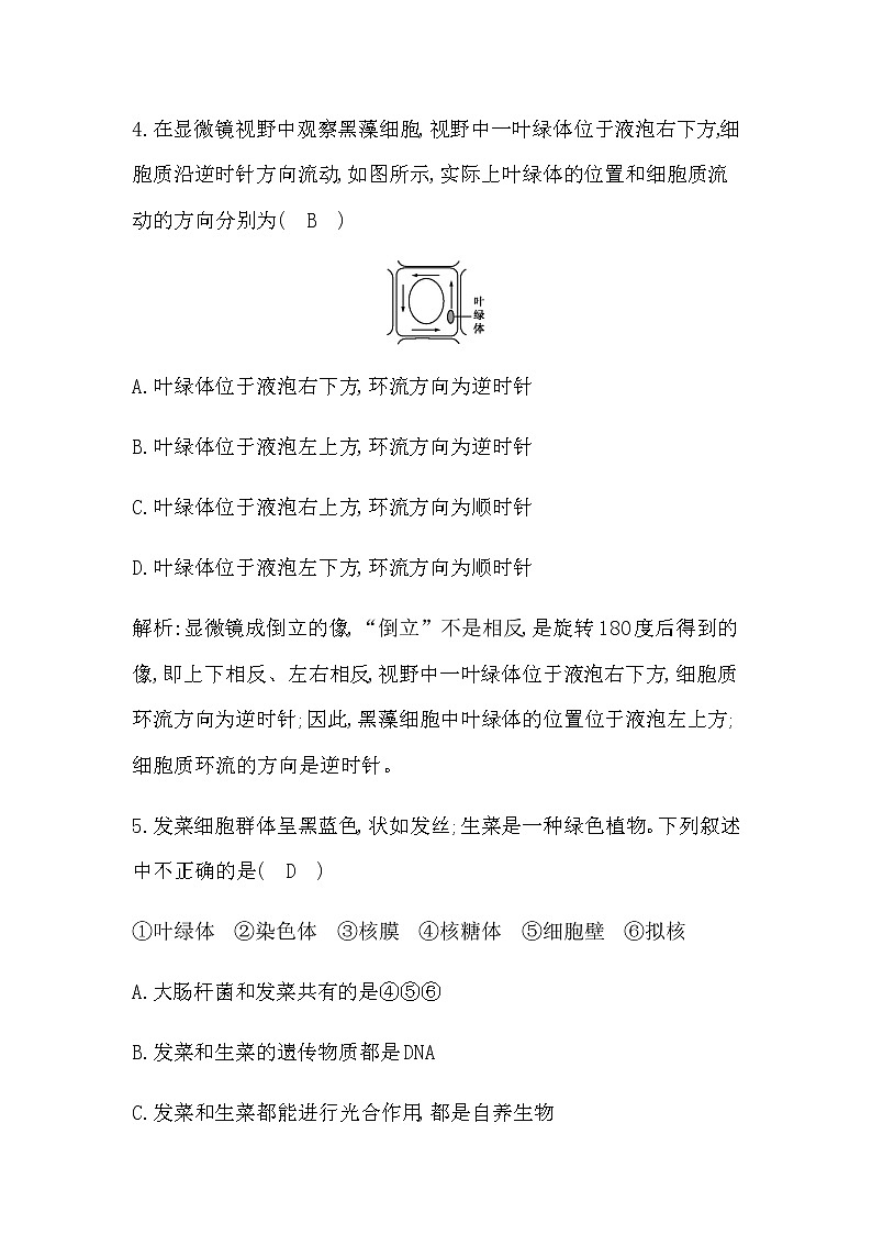 人教版高中生物必修1分子与细胞第1章走近细胞课时作业含答案03