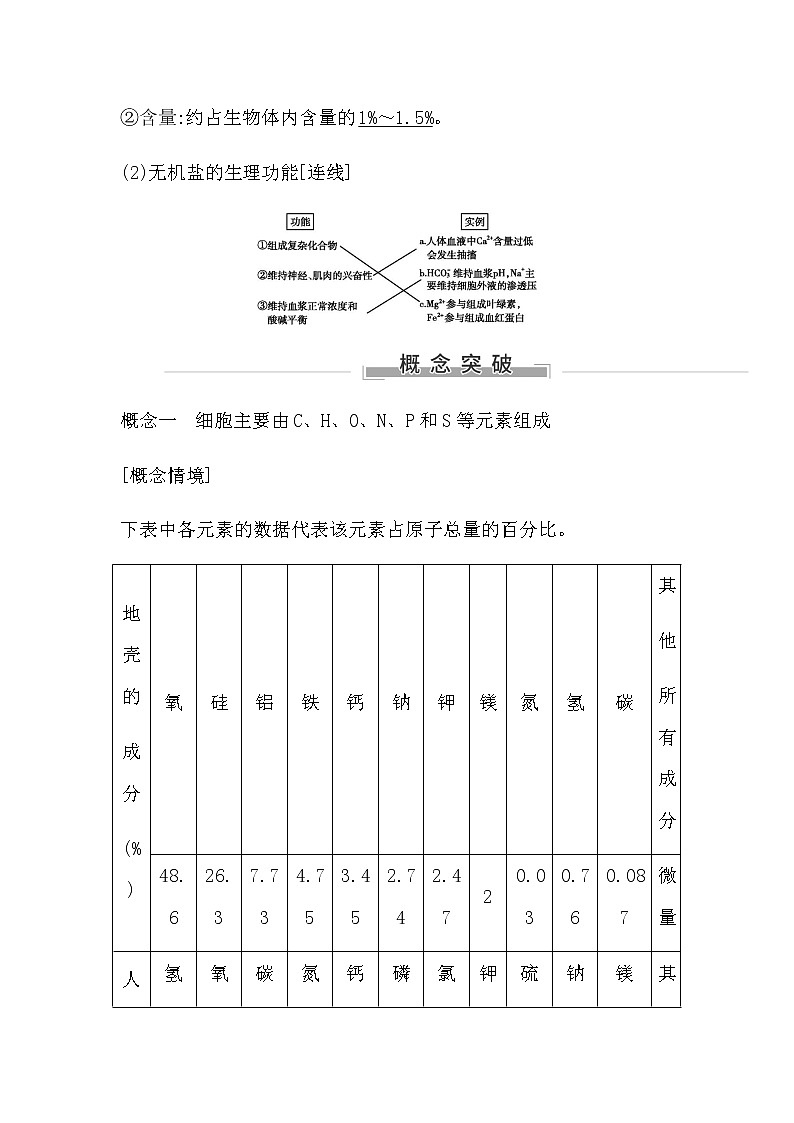 浙科版高中生物必修1分子与细胞第一章细胞的分子组成学案03