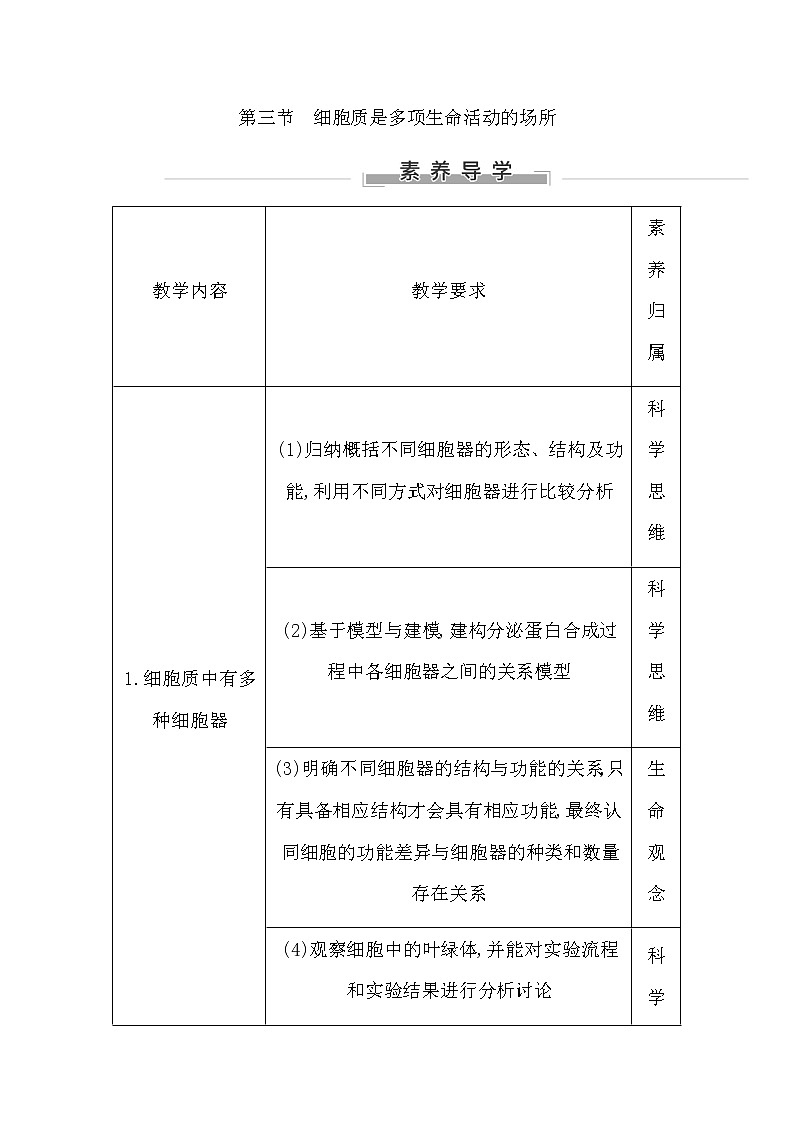 浙科版高中生物必修1分子与细胞第二章细胞的结构学案01