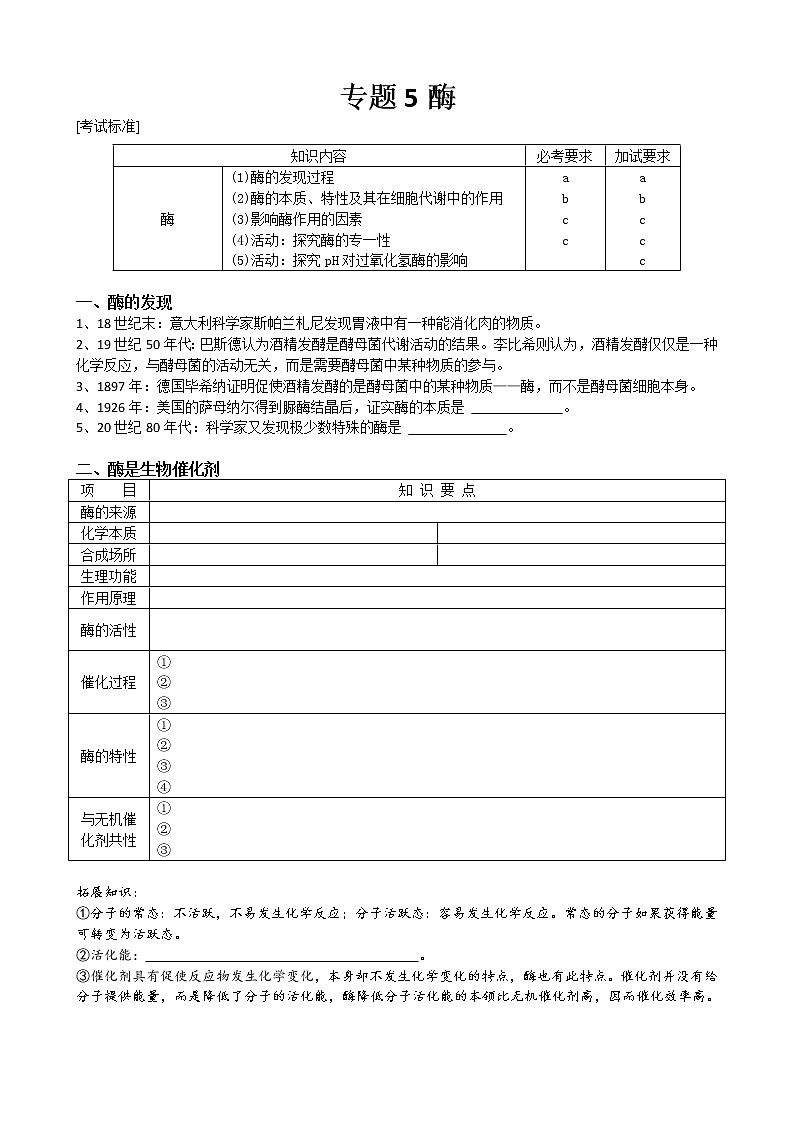 专题5 酶(学生版)修改版第1页