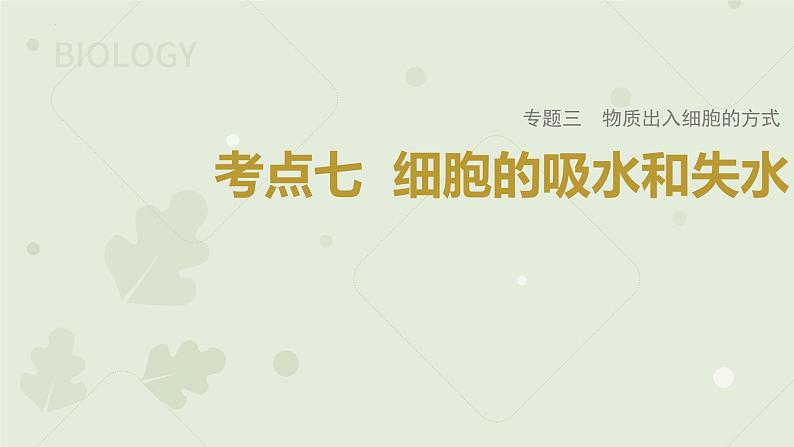 2023届高三生物一轮专题复习课件：细胞的吸水和失水第1页