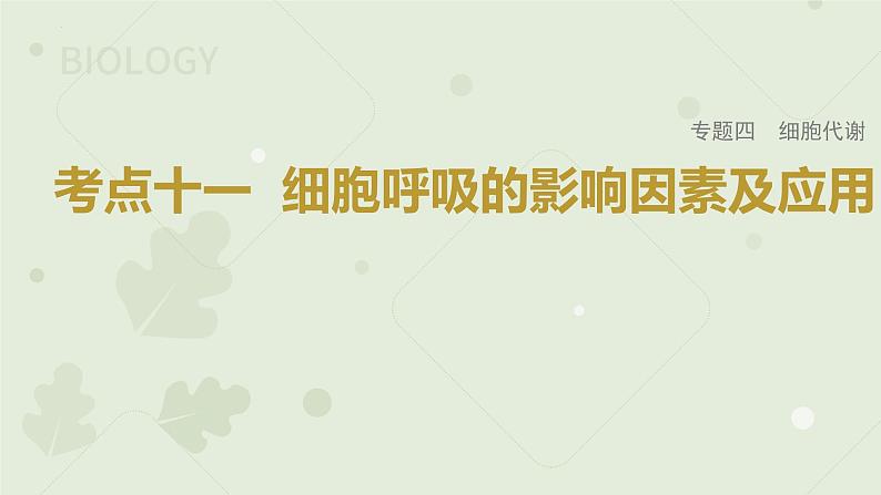 2023届高三生物一轮专题复习课件：细胞呼吸的影响因素及应用01