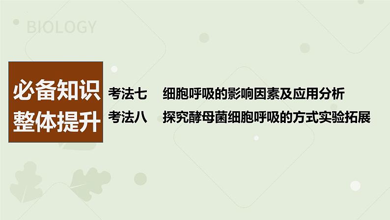 2023届高三生物一轮专题复习课件：细胞呼吸的影响因素及应用02