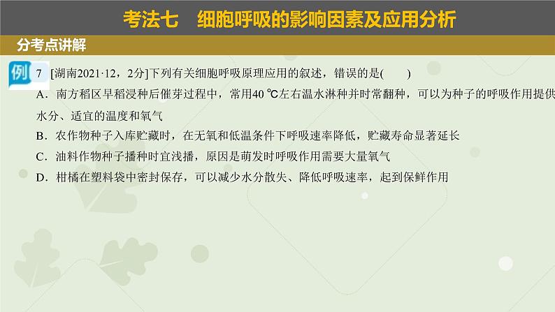 2023届高三生物一轮专题复习课件：细胞呼吸的影响因素及应用04