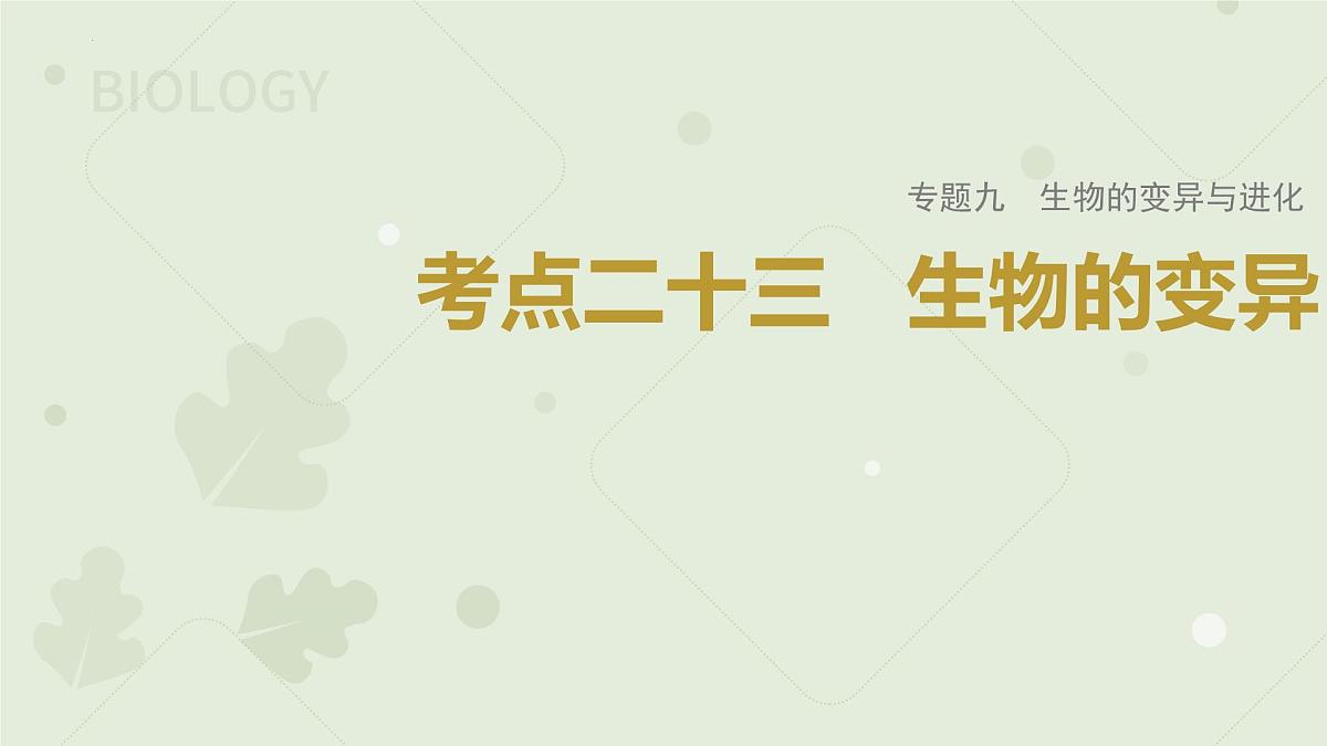 2023届高三生物一轮复习课件：生物的变异第1页