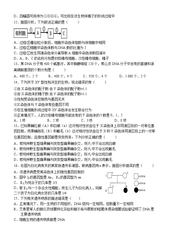 福建省龙岩第一中学2022-2023学年高二上学期第一次月考（普通班）生物试题（Word版含答案）03