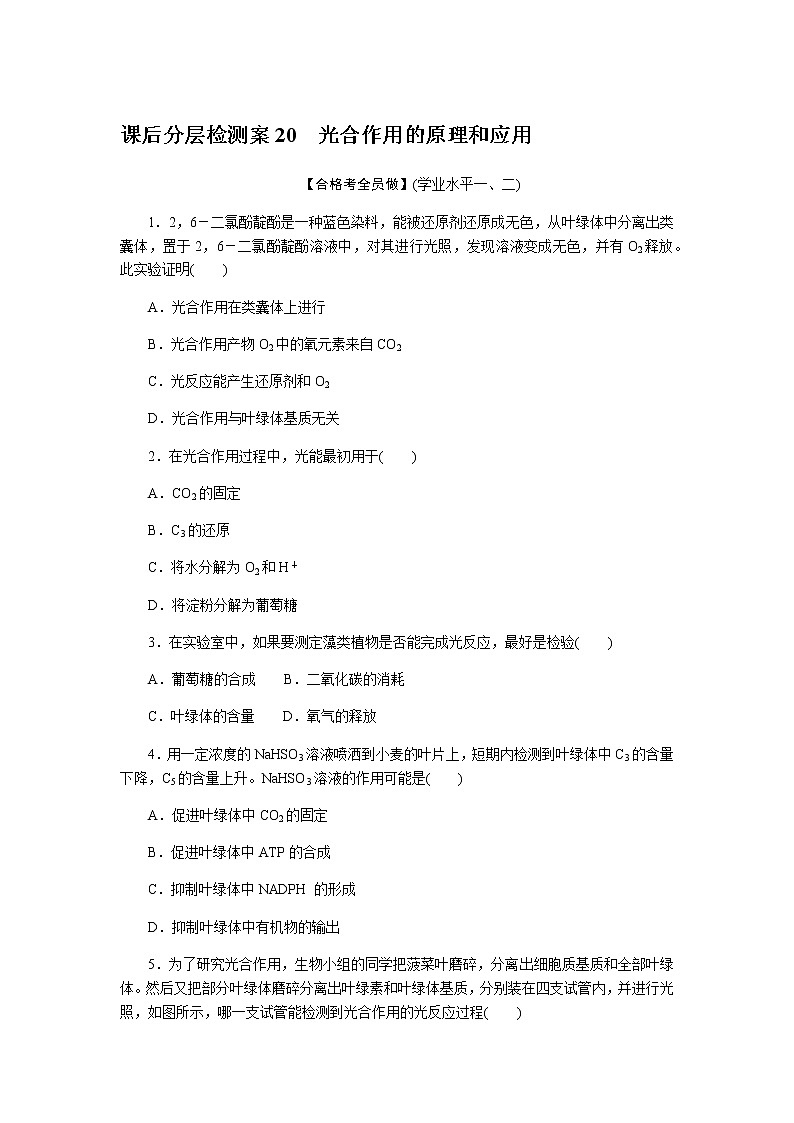 人教版高中生物学必修一全册课时作业含答案01