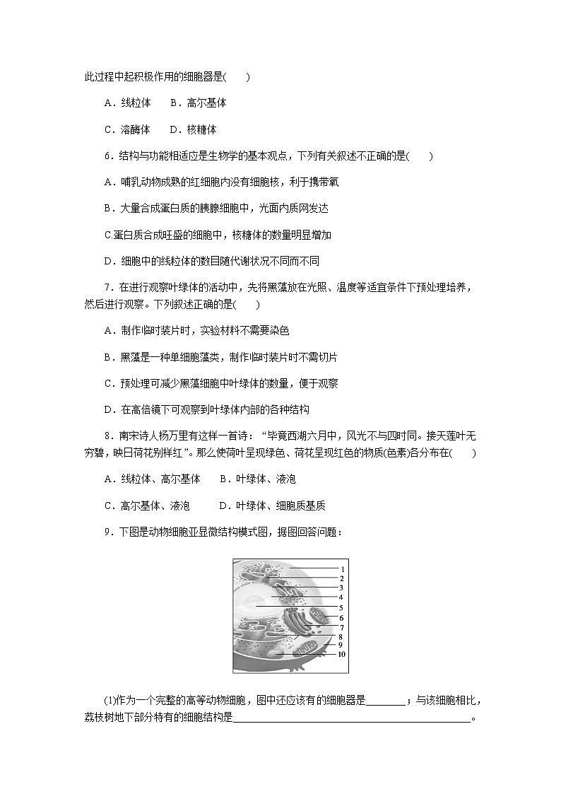 人教版高中生物学必修一全册课时作业含答案02