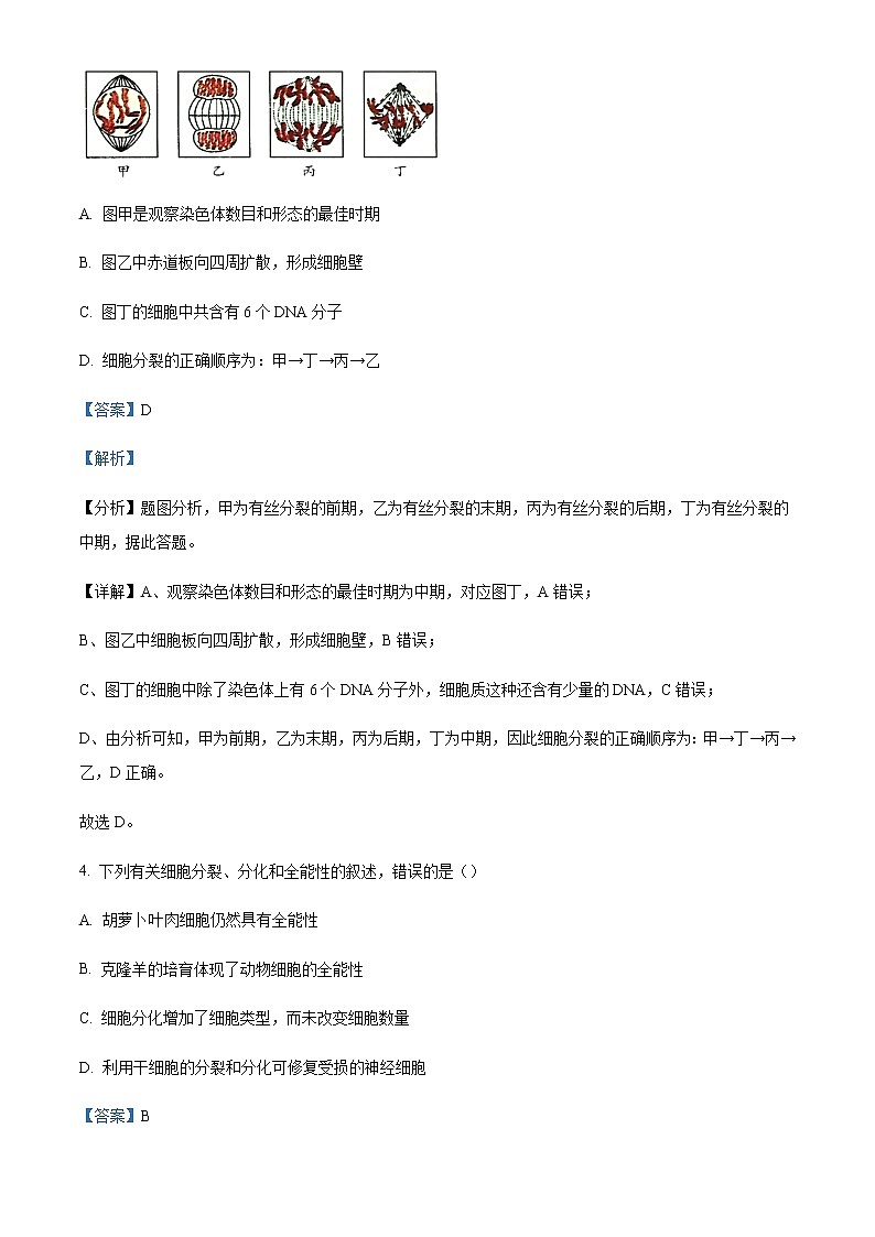2021-2022学年吉林省长春市十一高中高一下学期第一学程考试生物（B）试题含解析第3页