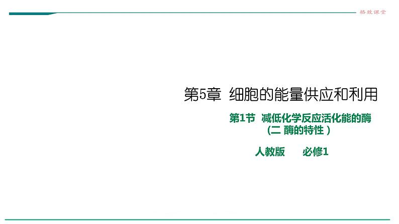 高中生物必修一 5.1降低化学反应活化能的酶（第二课时 酶的特性） 课件01