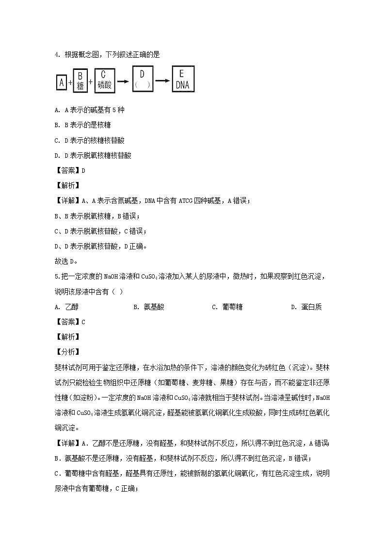 高中生物必修一 2019-2020学年辽宁省实验中学高一上学期期中考试生物试题 Word版含解析03