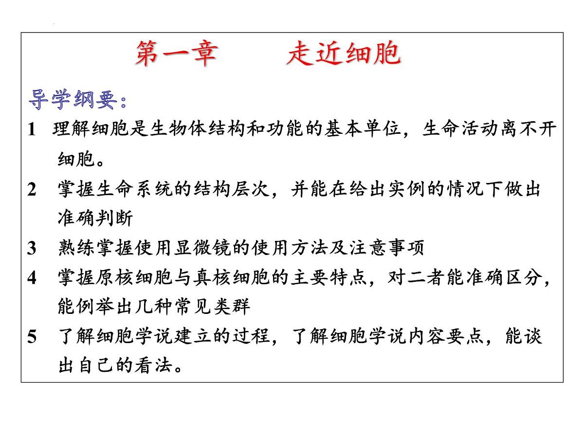 2023届高三生物一轮复习课件：分子与细胞部分内容第1页