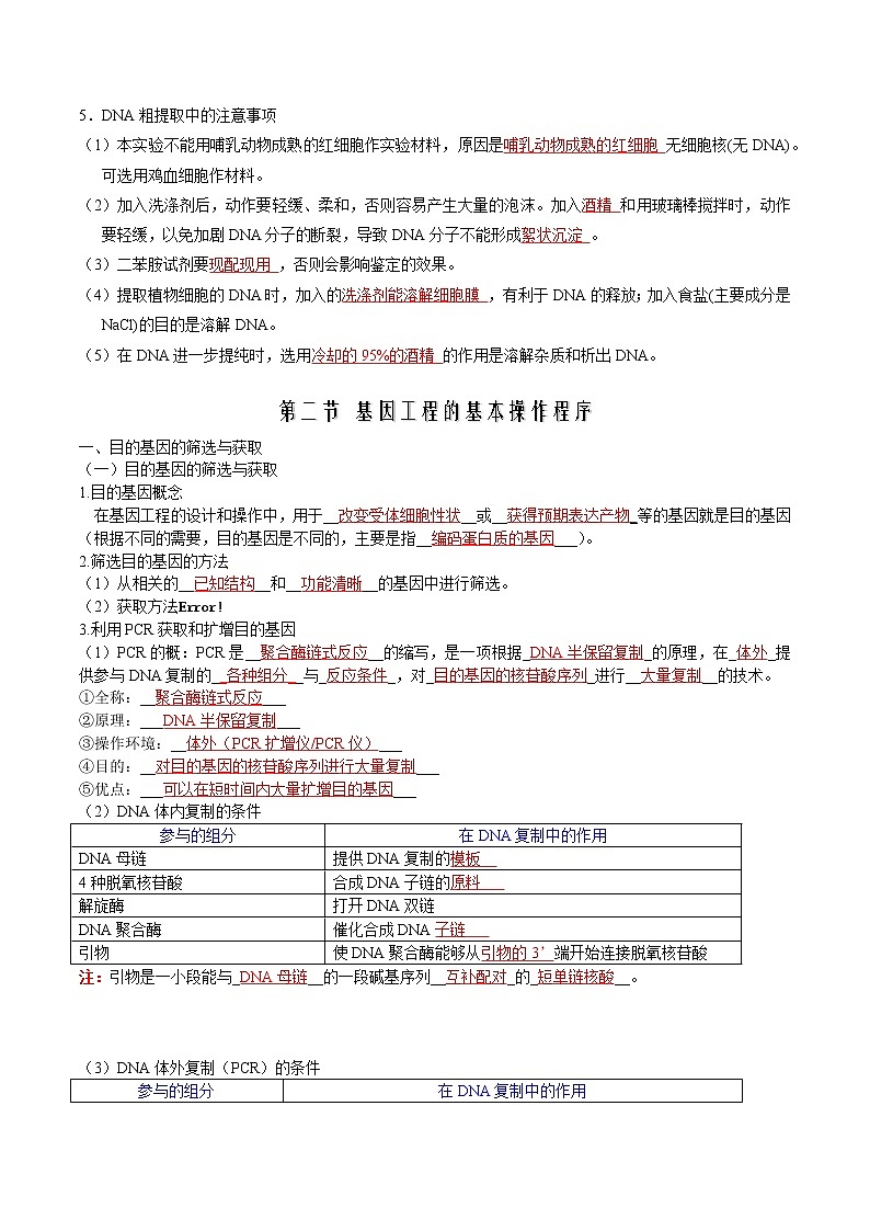 第三章  基因工程-【必背知识】2021-2022学年高二生物章节知识清单（人教版2019选择性必修3）（含答案）第3页