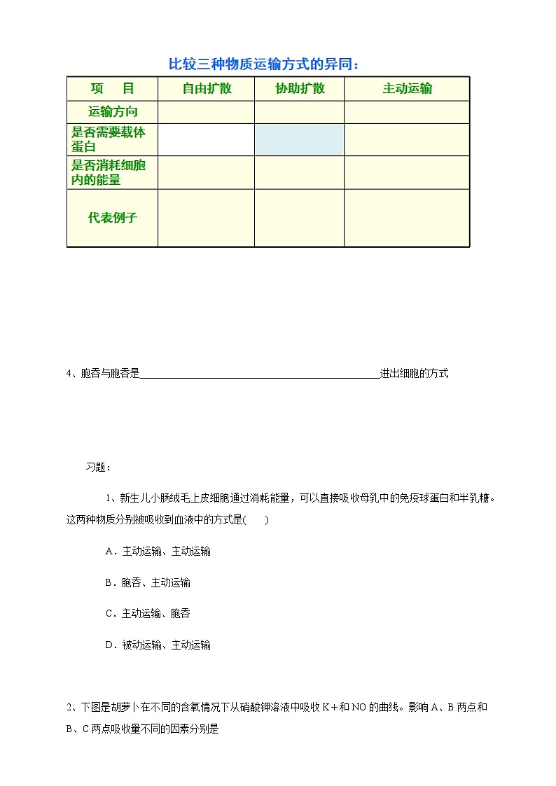 高中生物必修一 4.2 主动运输与胞吞、胞吐 导学学案第2页