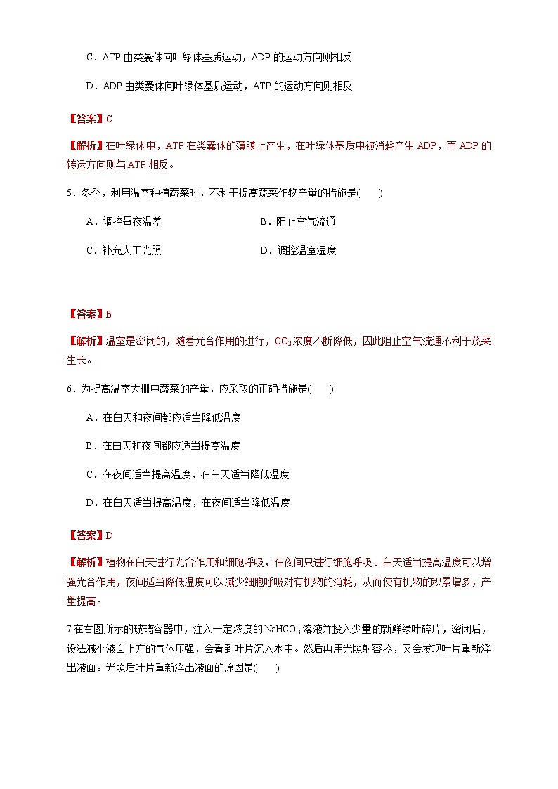 高中生物必修一 5.4.2 光合作用与能量转化 练习（含答案）第2页