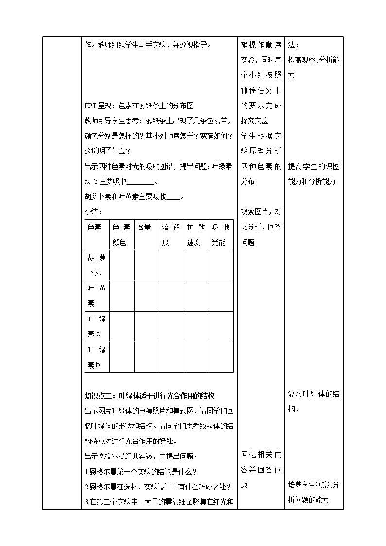 高中生物必修一 5.4.1捕获光能的色素和结构 试卷03
