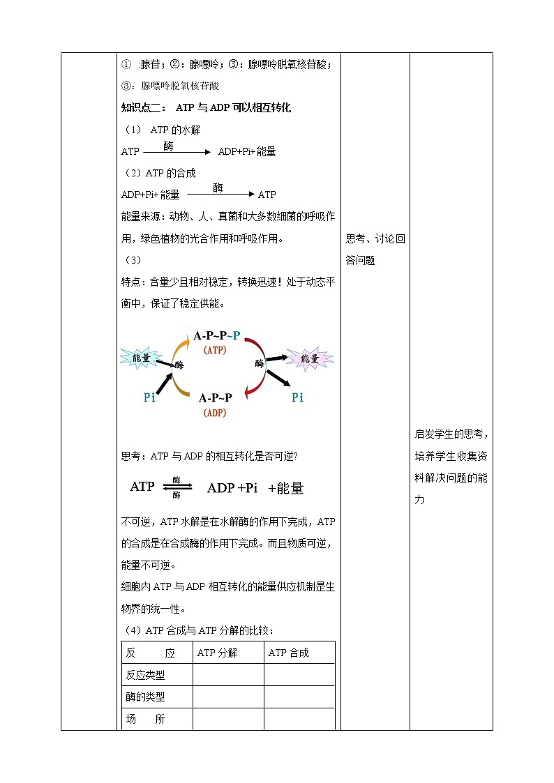 高中生物必修一 5.2细胞中的能量货币ATP 教学案03
