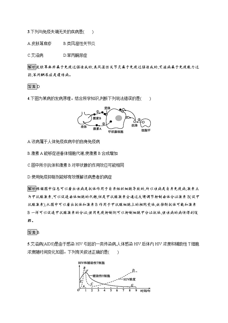 高中生物选择性必修一   第4章　第3节　免疫失调 教案02