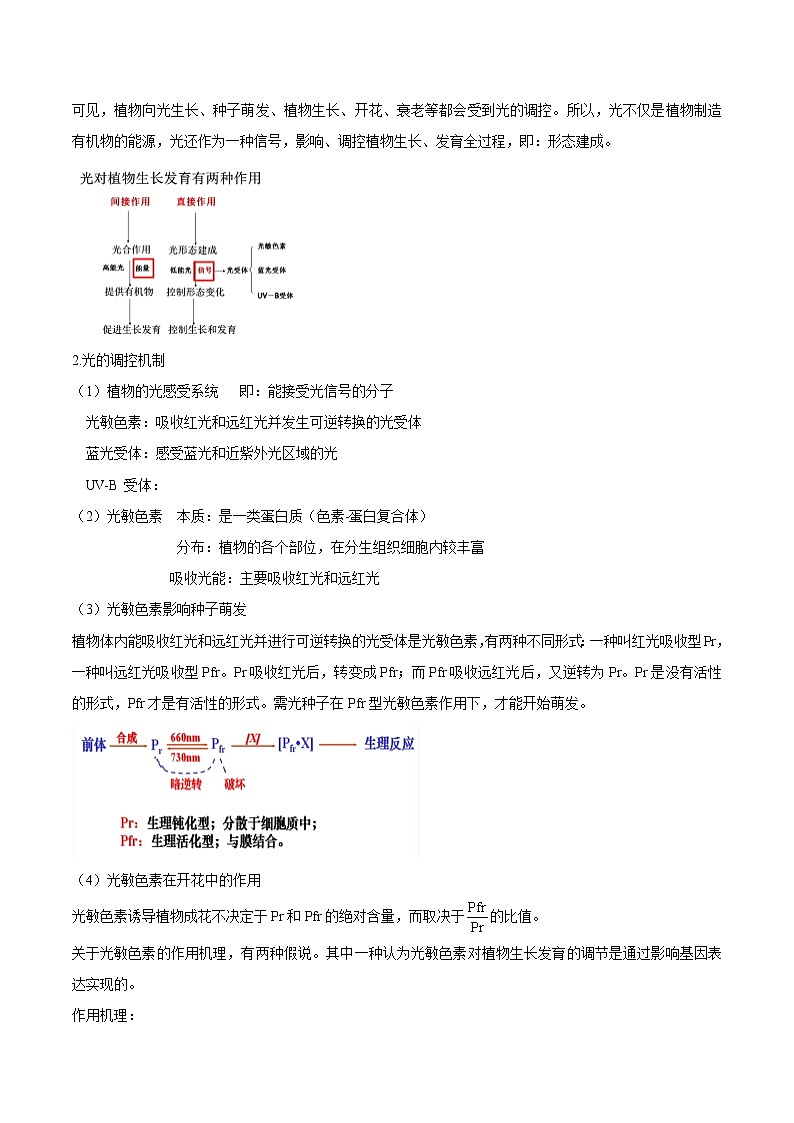 高中生物选择性必修一   5.4 环境因素参与调节植物的生命活动（含答案）(同步精品讲义02