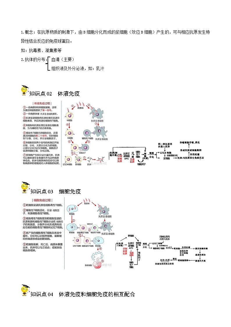 高中生物选择性必修一   4.2 特异性免疫（无答案）(同步精品讲义02