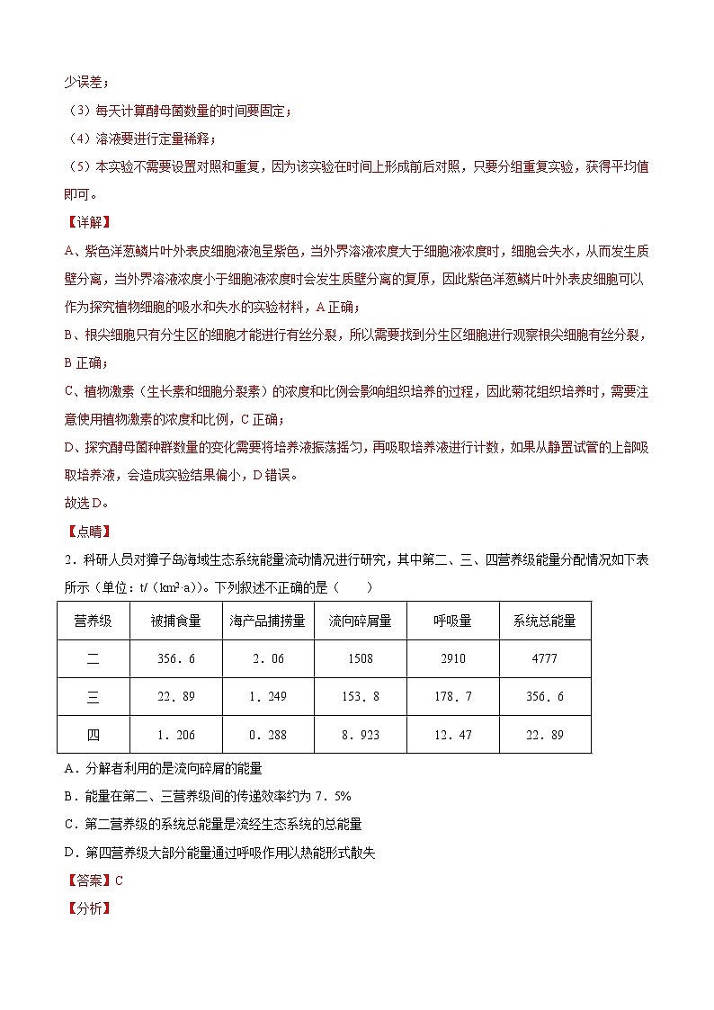 高中生物选择性必修三  高二年级生物下学期期末测试卷（北京专用）02（全解全析）第2页