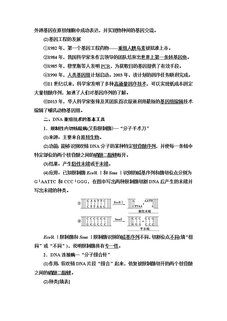 高中生物选择性必修三  第3章 第1节 重组DNA技术的基本工具 讲义02