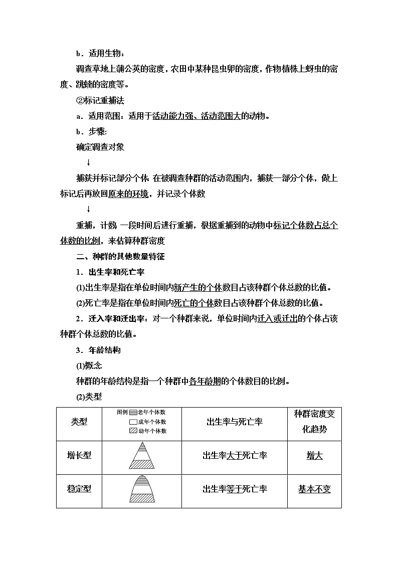 高中生物选择性必修二 第1章 第1节　种群的数量特征 讲义第2页
